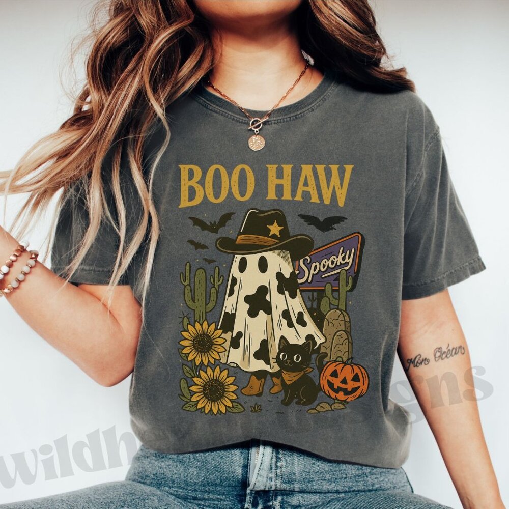 Boohaw Halloween Shirt, Ghost Shirt, Comfort Colors Halloween Shirt